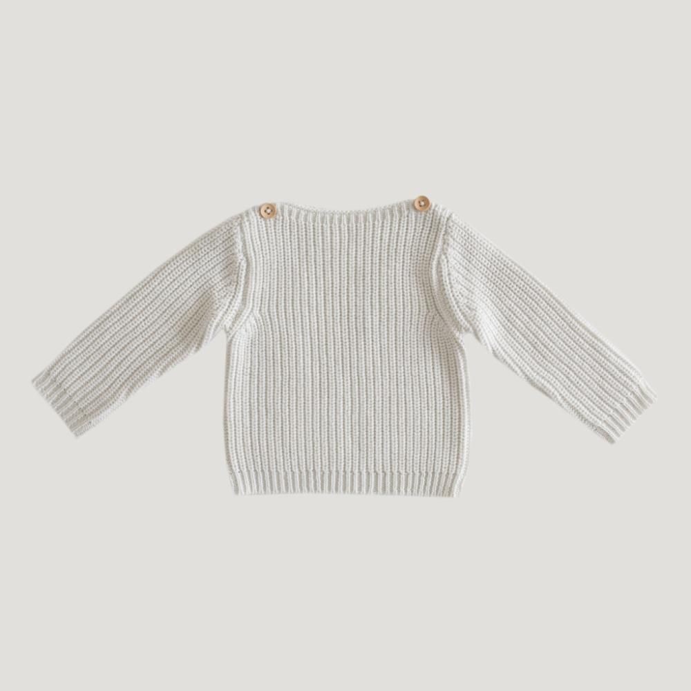 Jamie Kay boy or girl rib knit sweater. Size 3Y Oatmeal Marle White